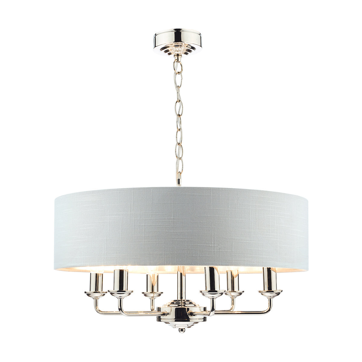 Laura Ashley Sorrento 6 Light Pendant Polished Nickel With Silver Shade