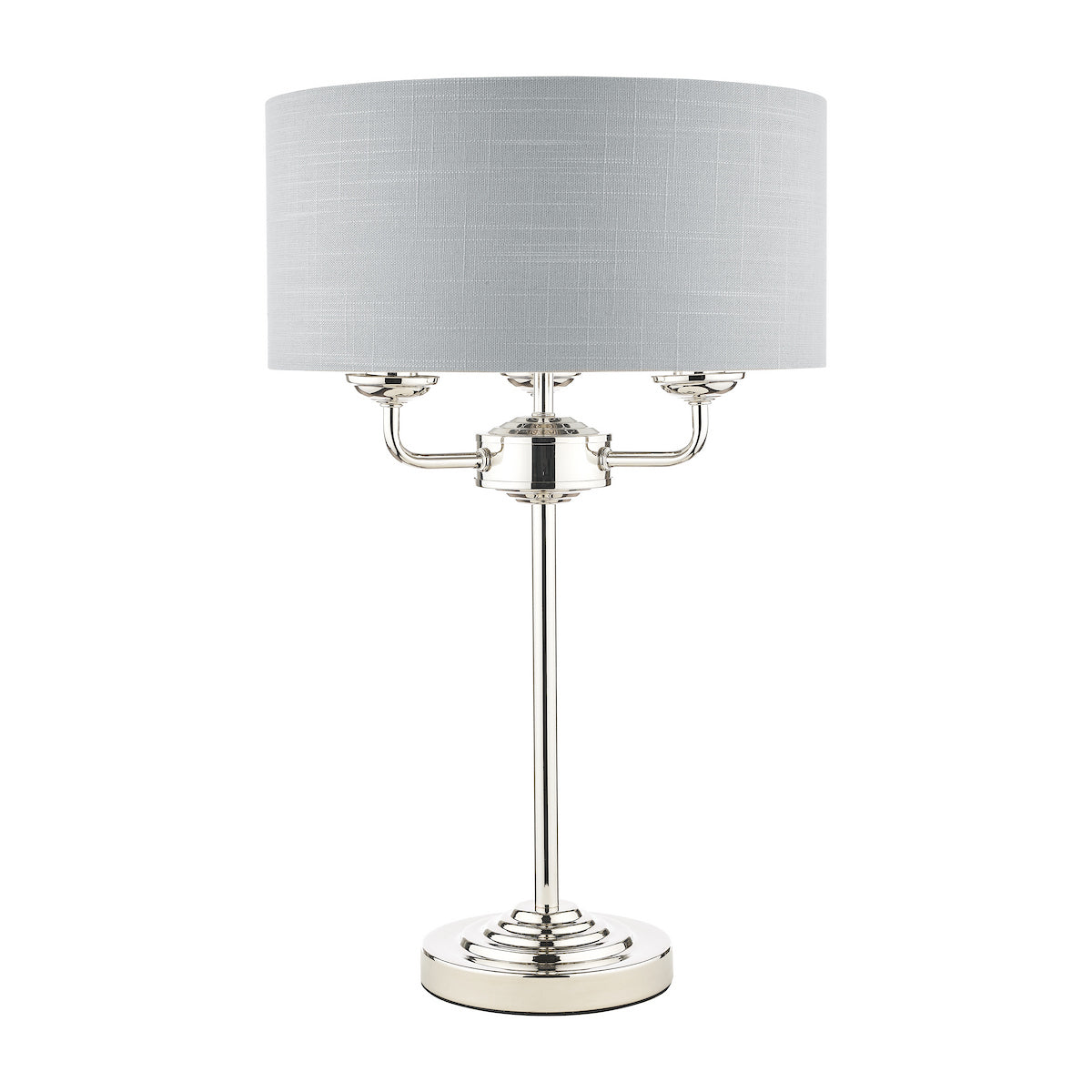 Laura Ashley Sorrento 3 Light Table Lamp Polished Nickel With Silver Shade