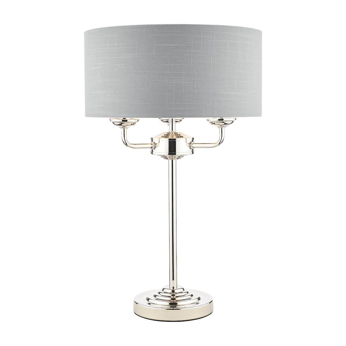 Laura Ashley Sorrento 3 Light Table Lamp Polished Nickel With Silver Shade