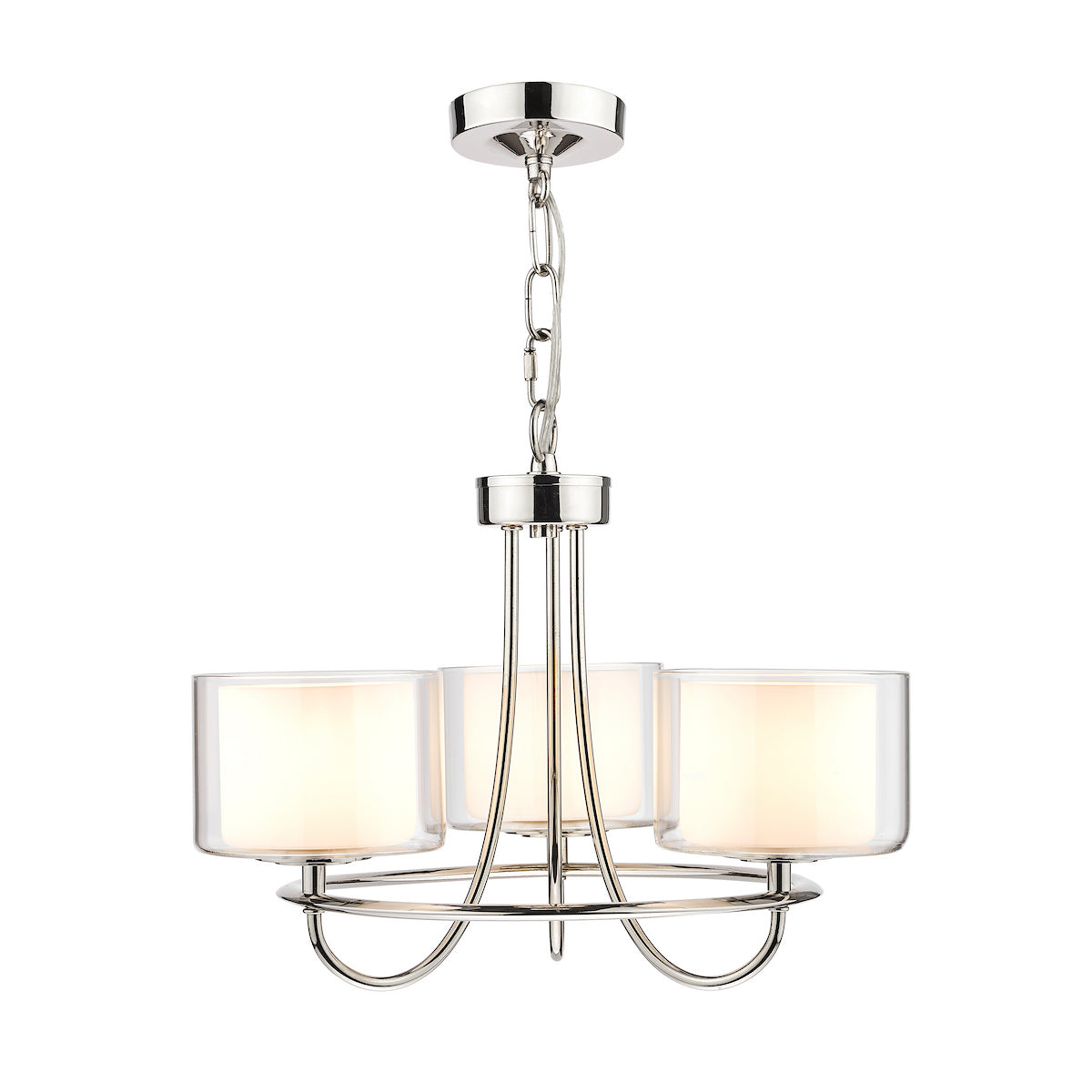 Laura Ashley Southwell 3lt Chandelier Polished Nickel & Glass Shades
