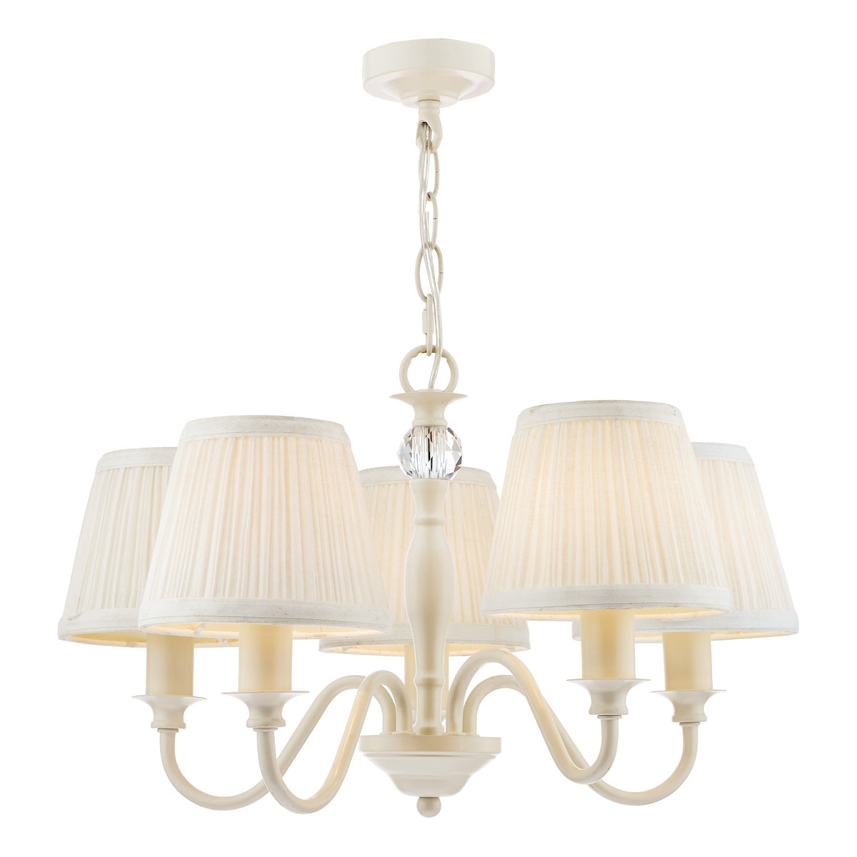 Laura Ashley Ellis 5lt Pendant Ivory With Shades