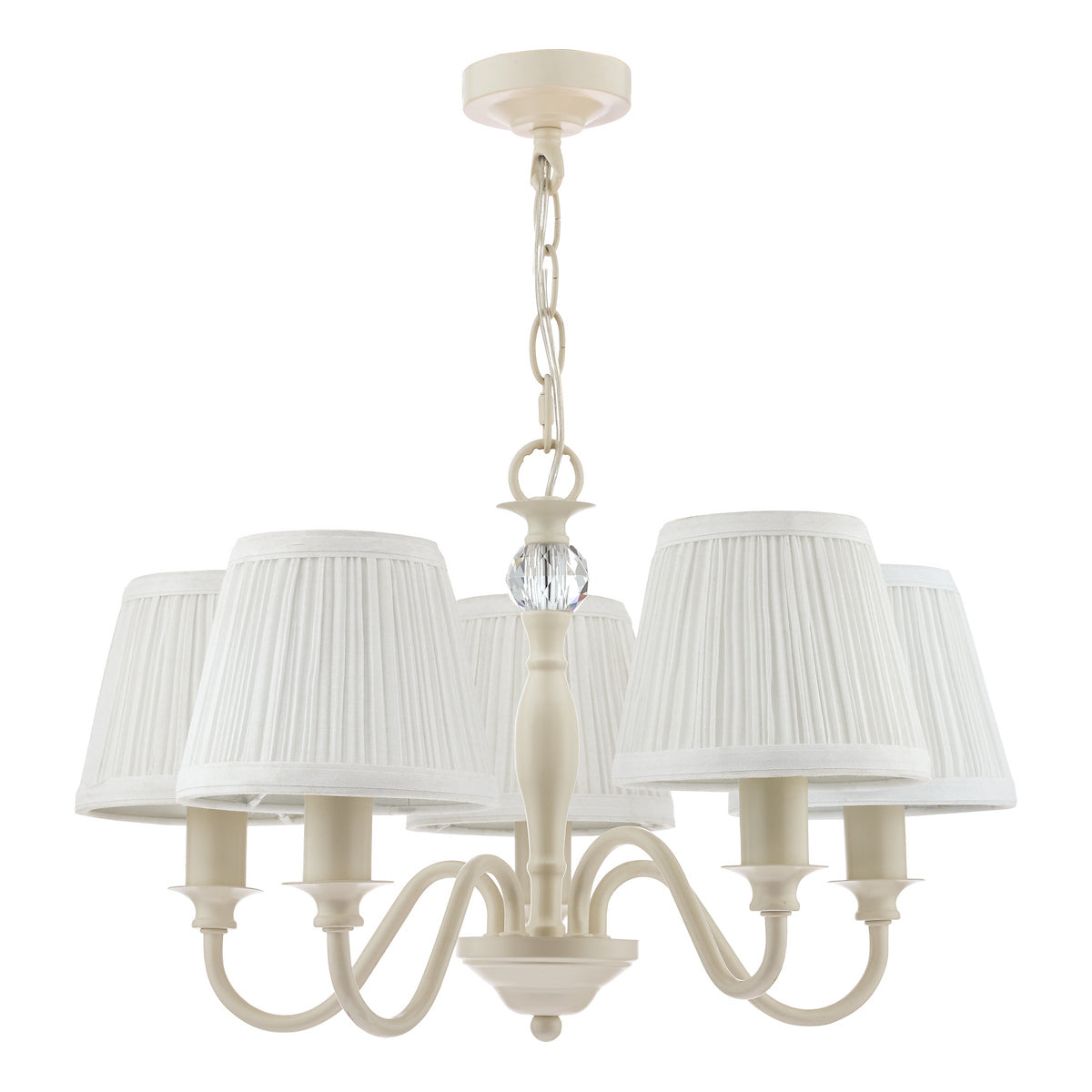 Laura Ashley Ellis 5lt Pendant Ivory With Shades
