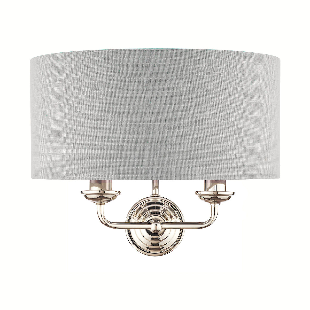 Laura Ashley Sorrento 2 Light Wall Light Polished Nickel With Silver Shade