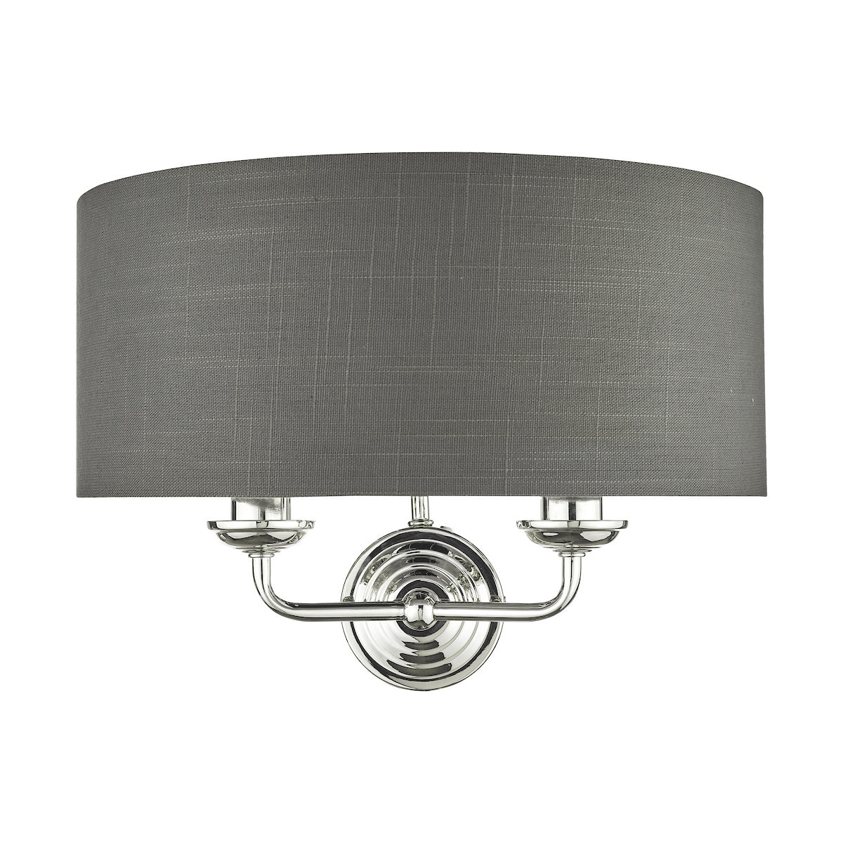 Laura Ashley Sorrento 2 Light Wall Light Polished Nickel With Charcoal Grey Shade