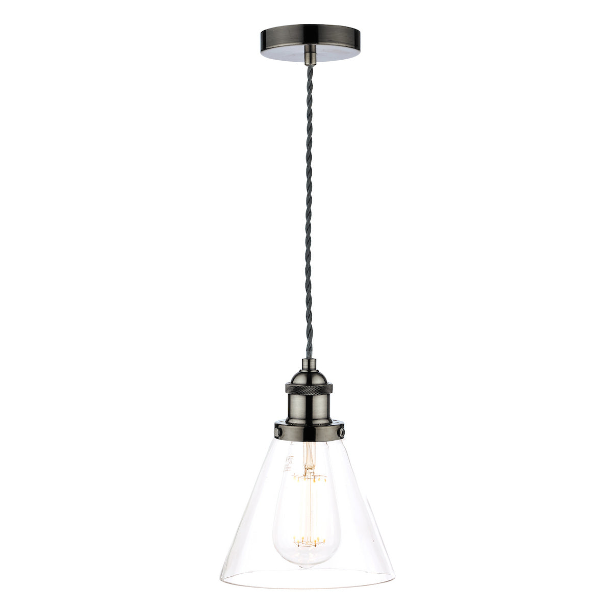 Laura Ashley Isaac Pendant Satin Nickel Glass