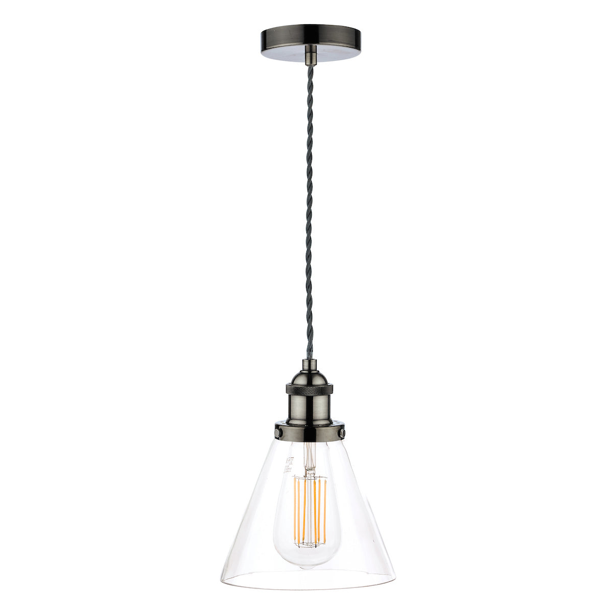 Laura Ashley Isaac Pendant Satin Nickel Glass