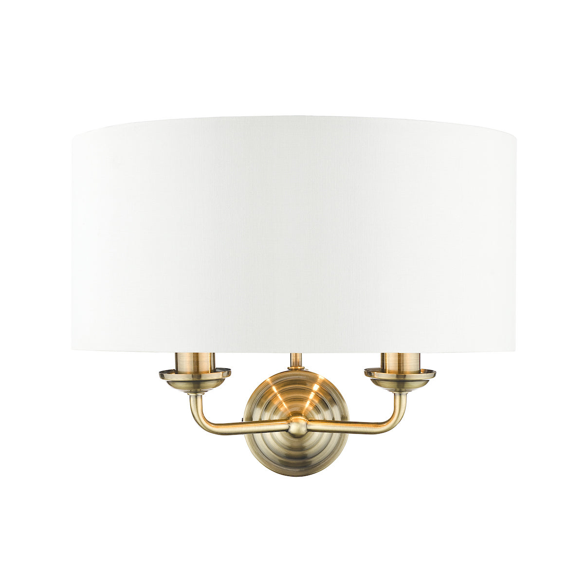 Laura Ashley Sorrento 2 Light Wall Light Antique Brass With Ivory Shade