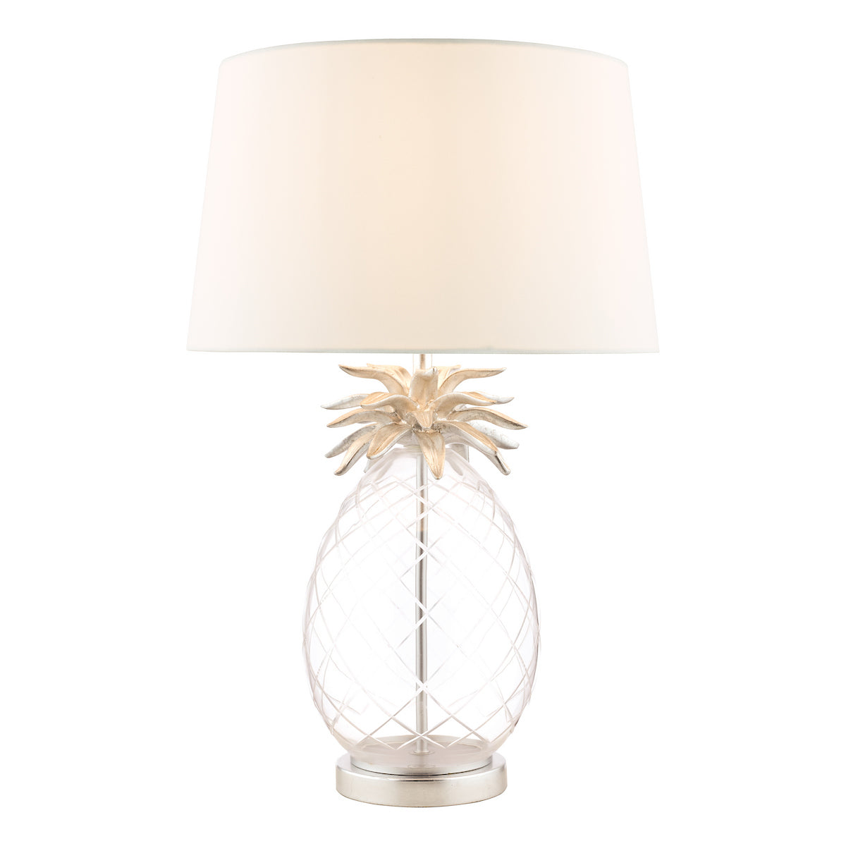 Laura Ashley Pineapple Table Lamp Clear Cut Glass & Brushed Chrome With Shade
