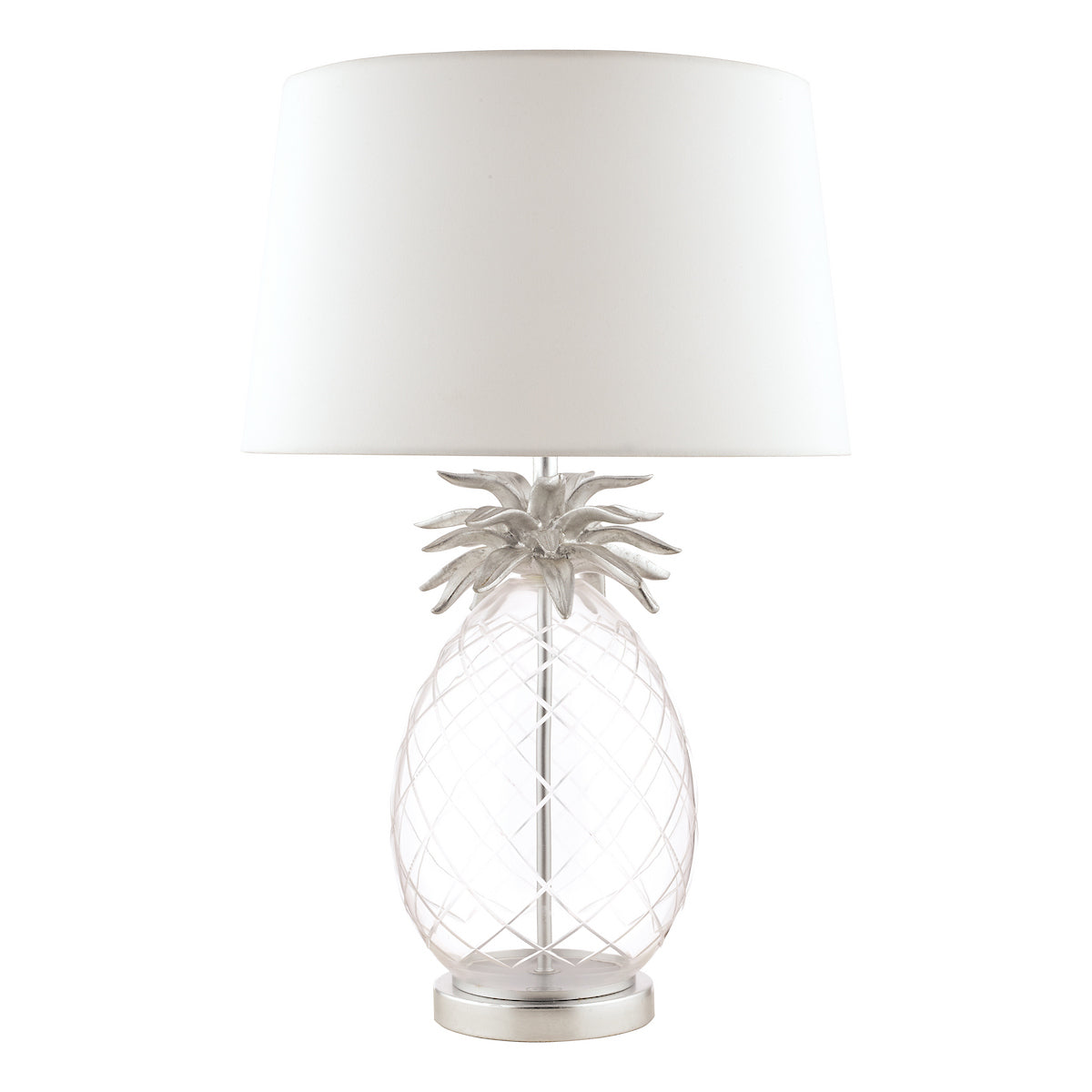 Laura Ashley Pineapple Table Lamp Clear Cut Glass & Brushed Chrome With Shade
