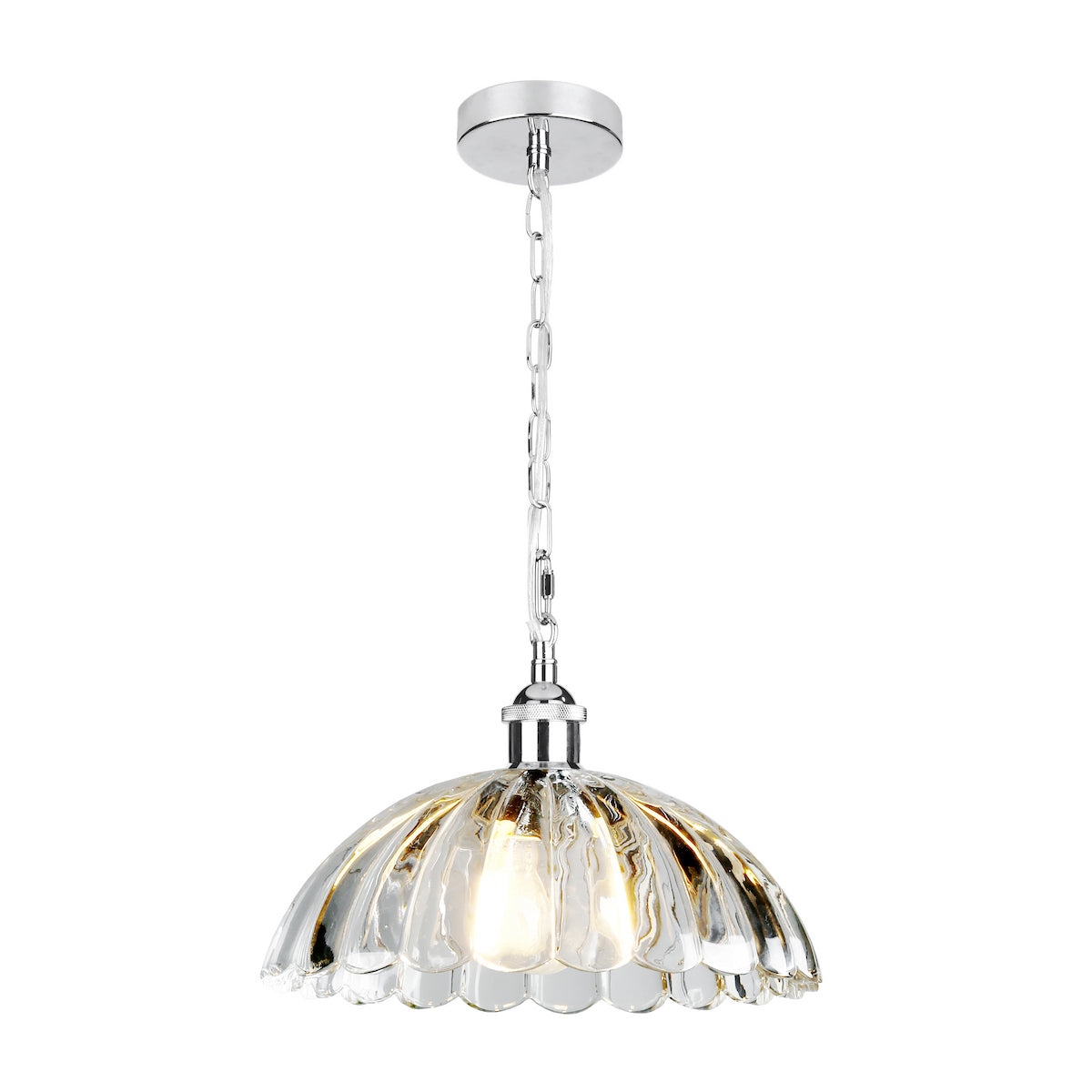 Laura Ashley Salisbury Pendant Ribbed Glass Polished Chrome