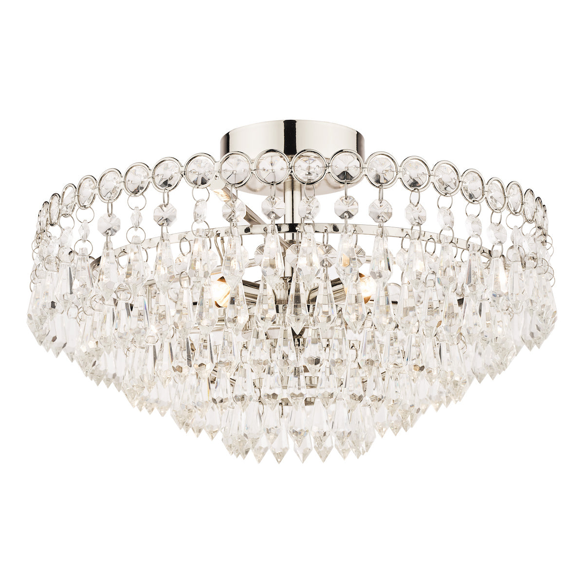Laura Ashley Enid 5lt Semi Flush Polished Nickel Crystal