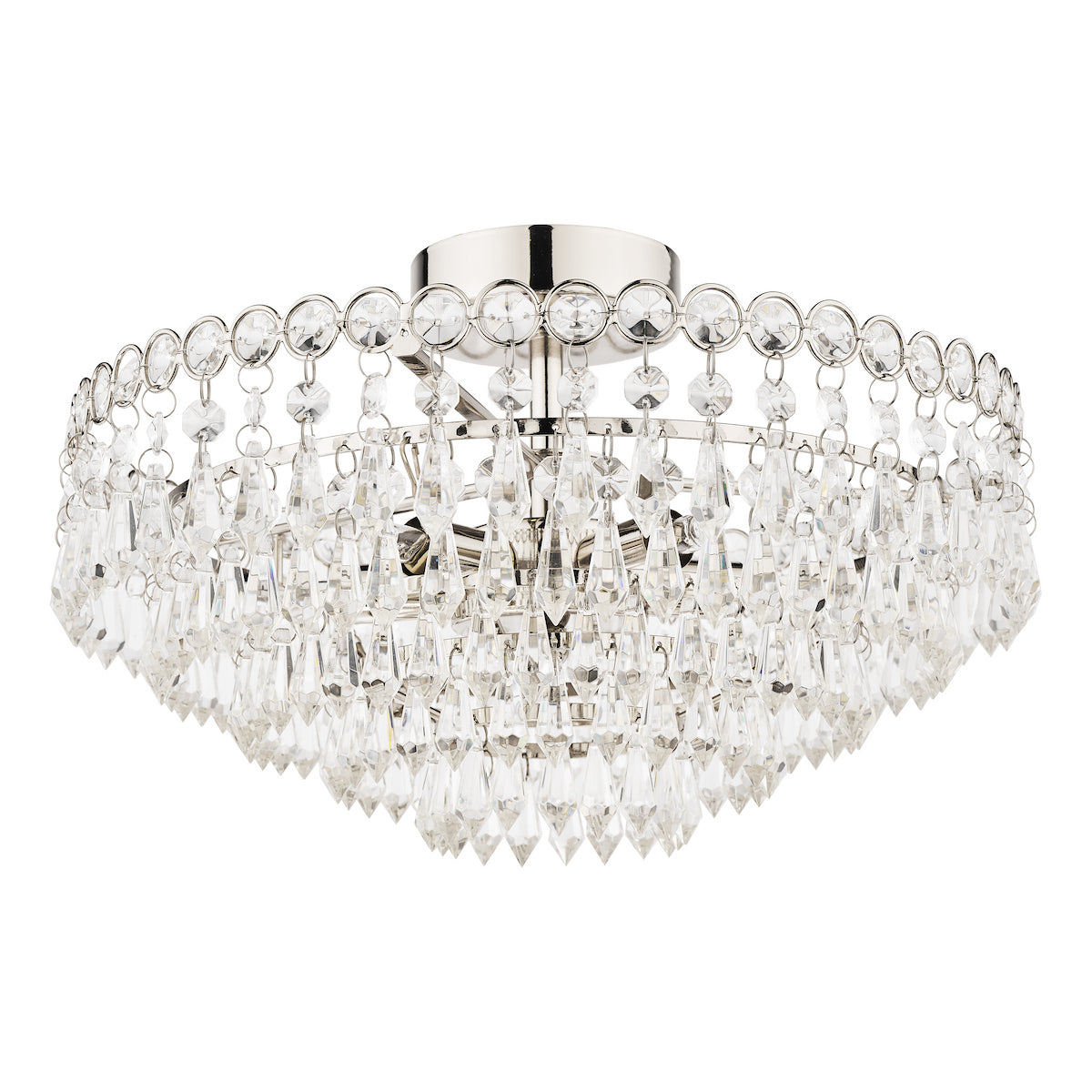 Laura Ashley Enid 5lt Semi Flush Polished Nickel Crystal