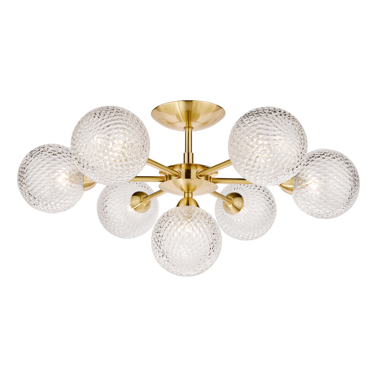 Laura Ashley Atherton 7lt Semi Flush Satin Brass Glass