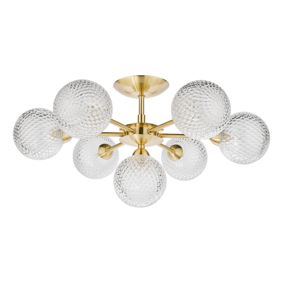 Laura Ashley Atherton 7lt Semi Flush Satin Brass Glass
