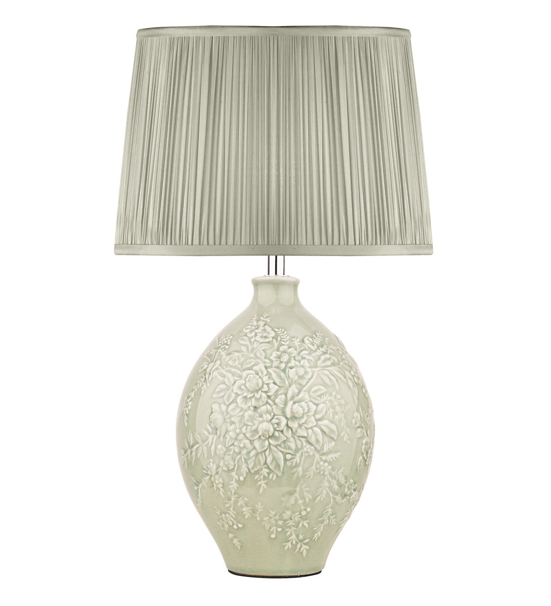 Laura Ashley Picardie Ceramic Table Lamp Green Polished Chrome Base Only