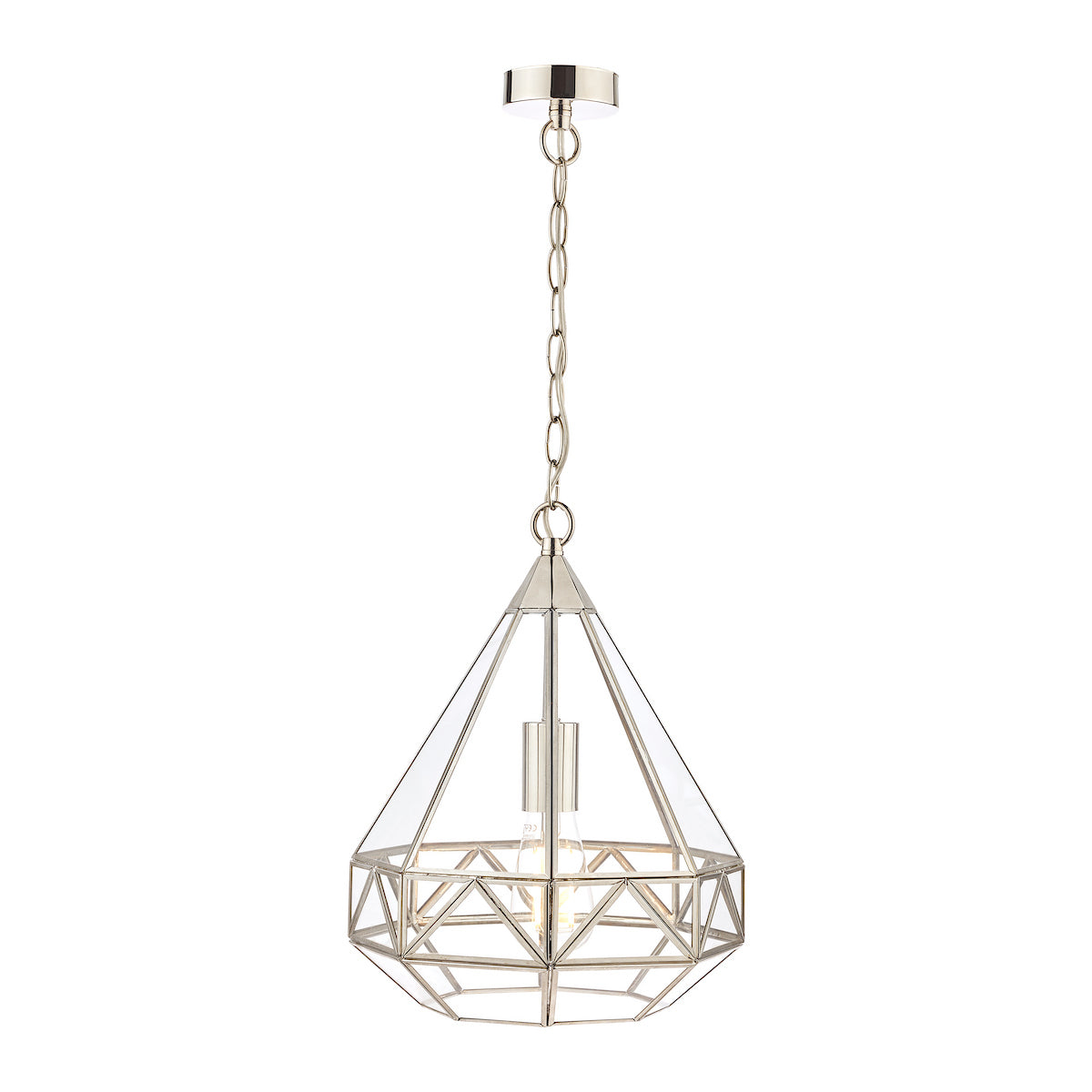 Laura Ashley Zaria Pendant Polished Silver Glass