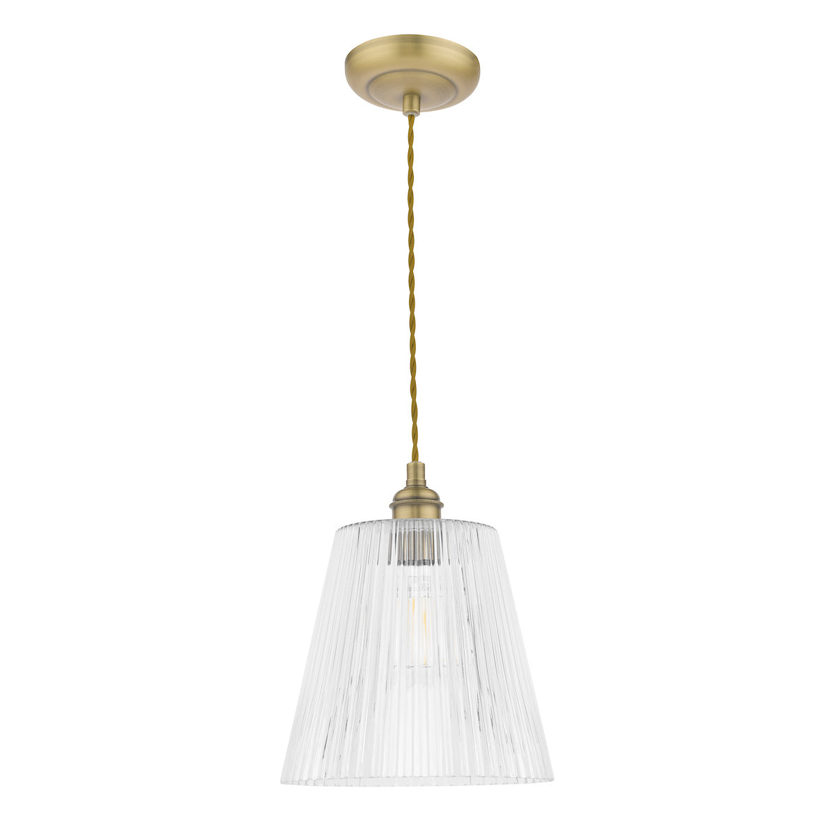 Laura Ashley Callaghan Grand Pendant Antique Brass & Ribbed Glass