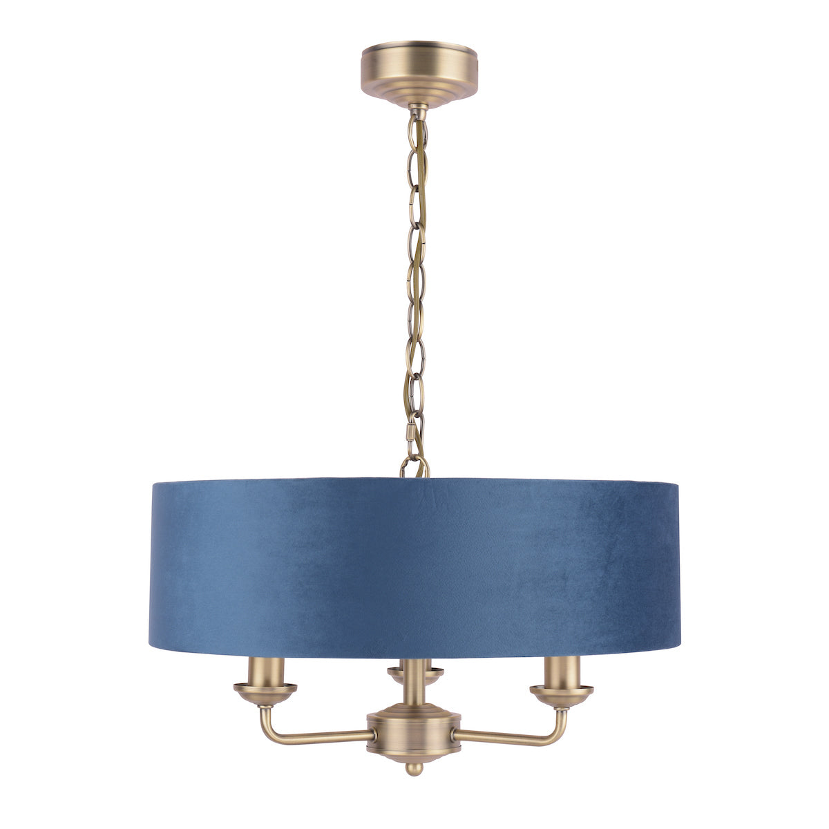 Laura Ashley Sorrento 3 Light Shadelier Matt Antique Brass & Blue Shade