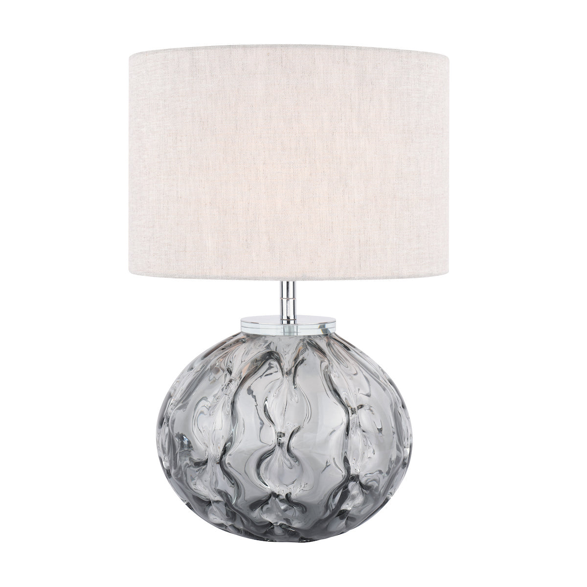 Laura Ashley Elderdale Table Lamp Smoked Glass & Polished Chrome With Shade