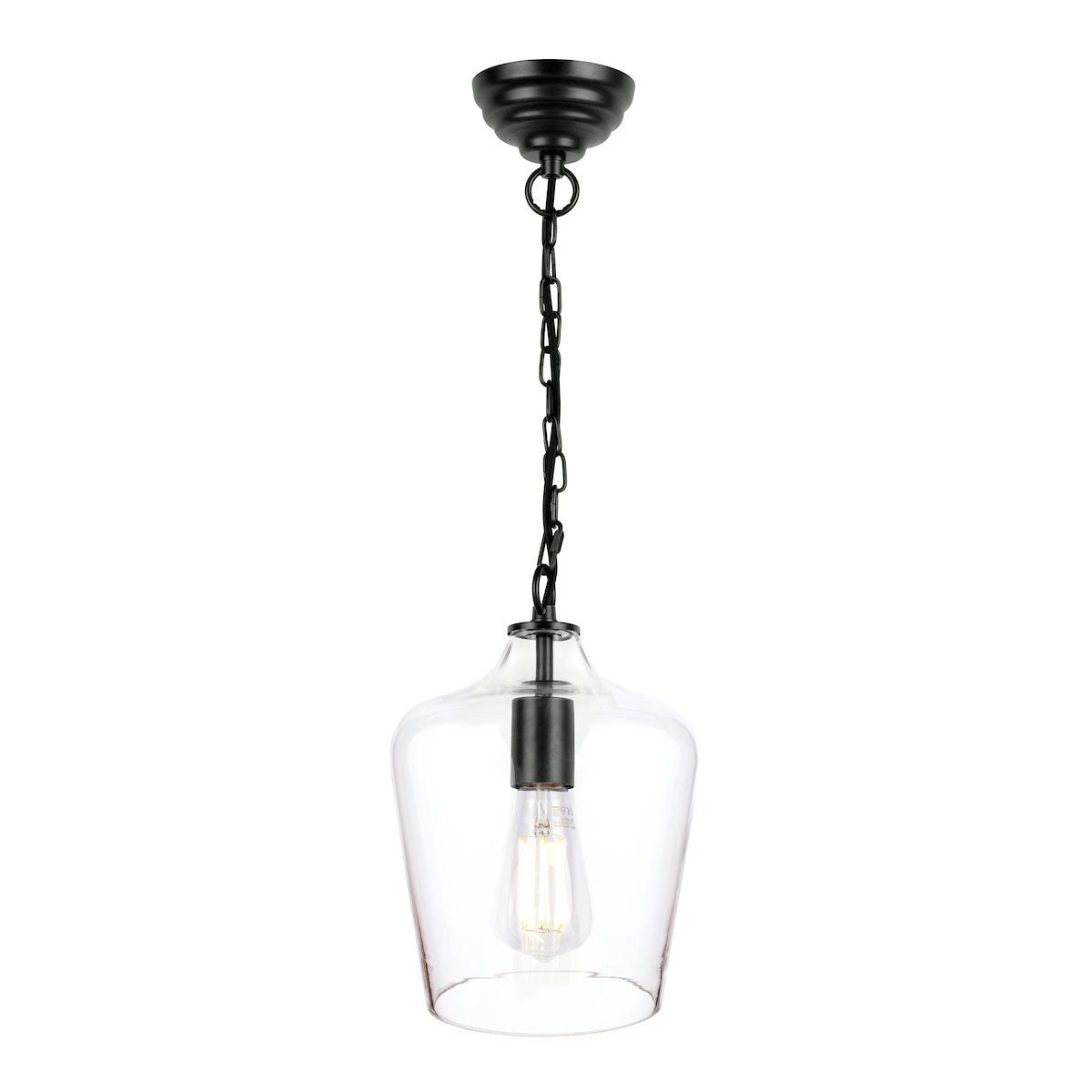 Laura Ashley Ockley Bottle Pendant Glass & Matt Black