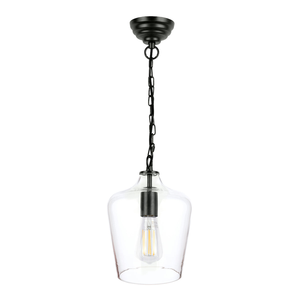 Laura Ashley Ockley Bottle Pendant Glass & Matt Black