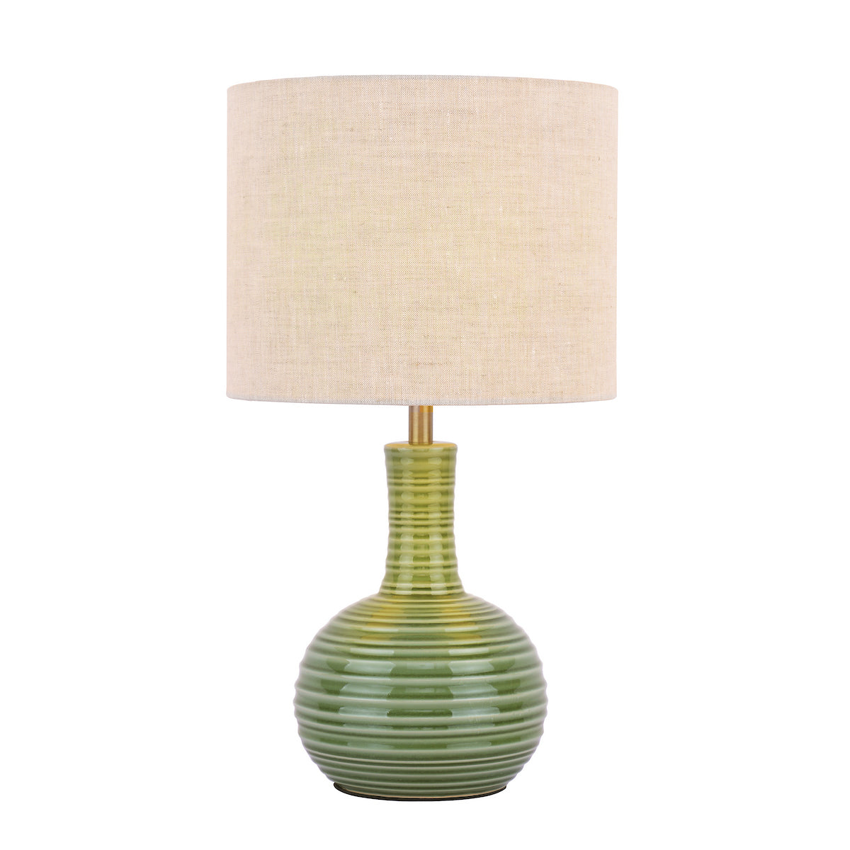 Laura Ashley Padley Table Lamp Green Ceramic & Antique Brass With Shade