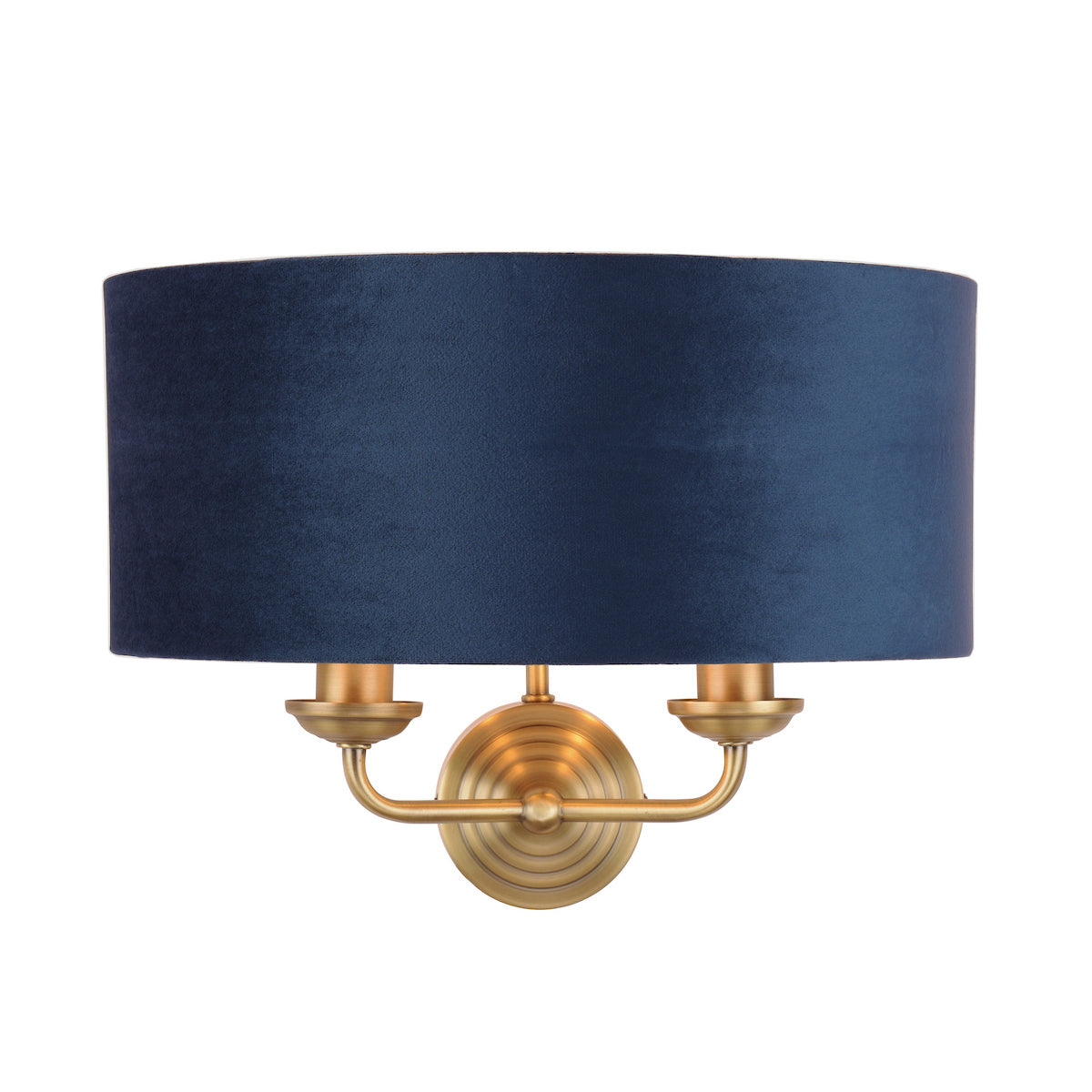 Laura Ashley Sorrento 2 Light Wall Light Matt Antique Brass & Blue Shade