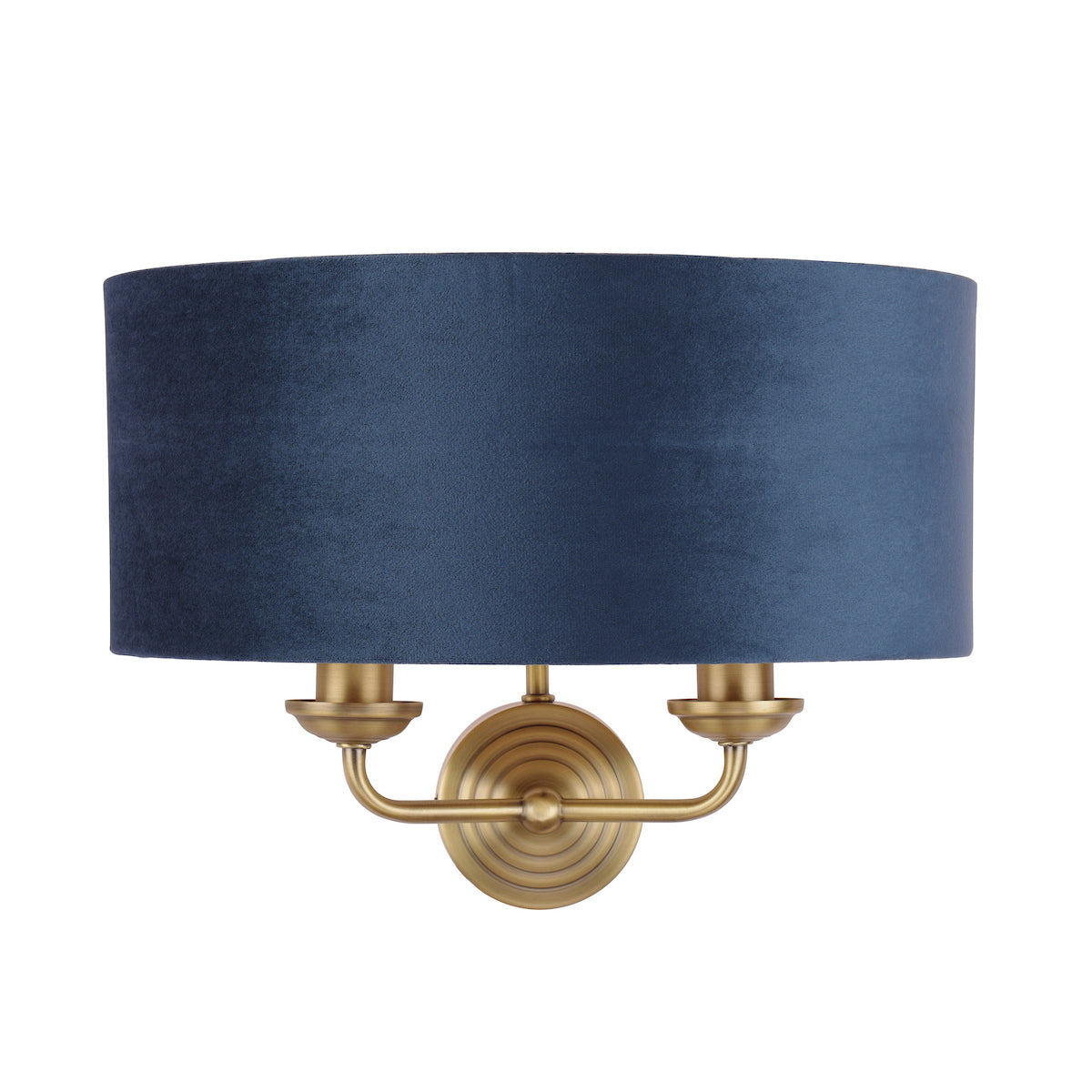 Laura Ashley Sorrento 2 Light Wall Light Matt Antique Brass & Blue Shade