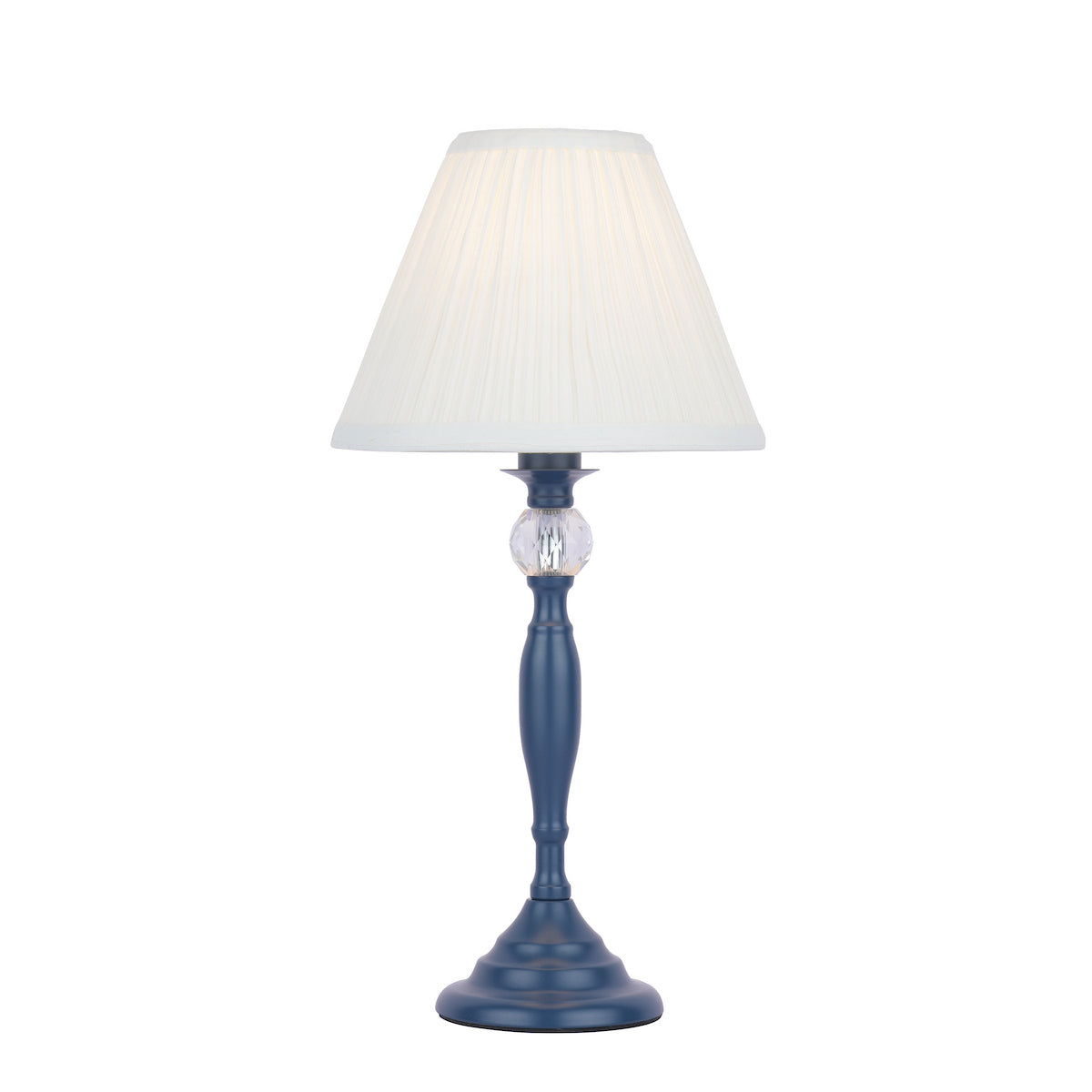 Laura Ashley Ellis Table Lamp Matt Blue & Crystal With Shade