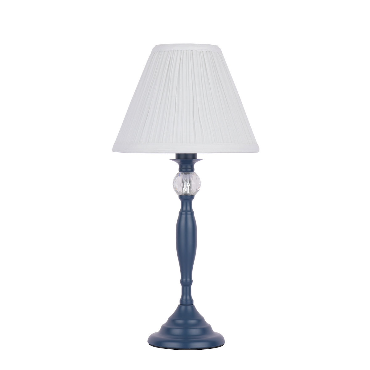 Laura Ashley Ellis Table Lamp Matt Blue & Crystal With Shade