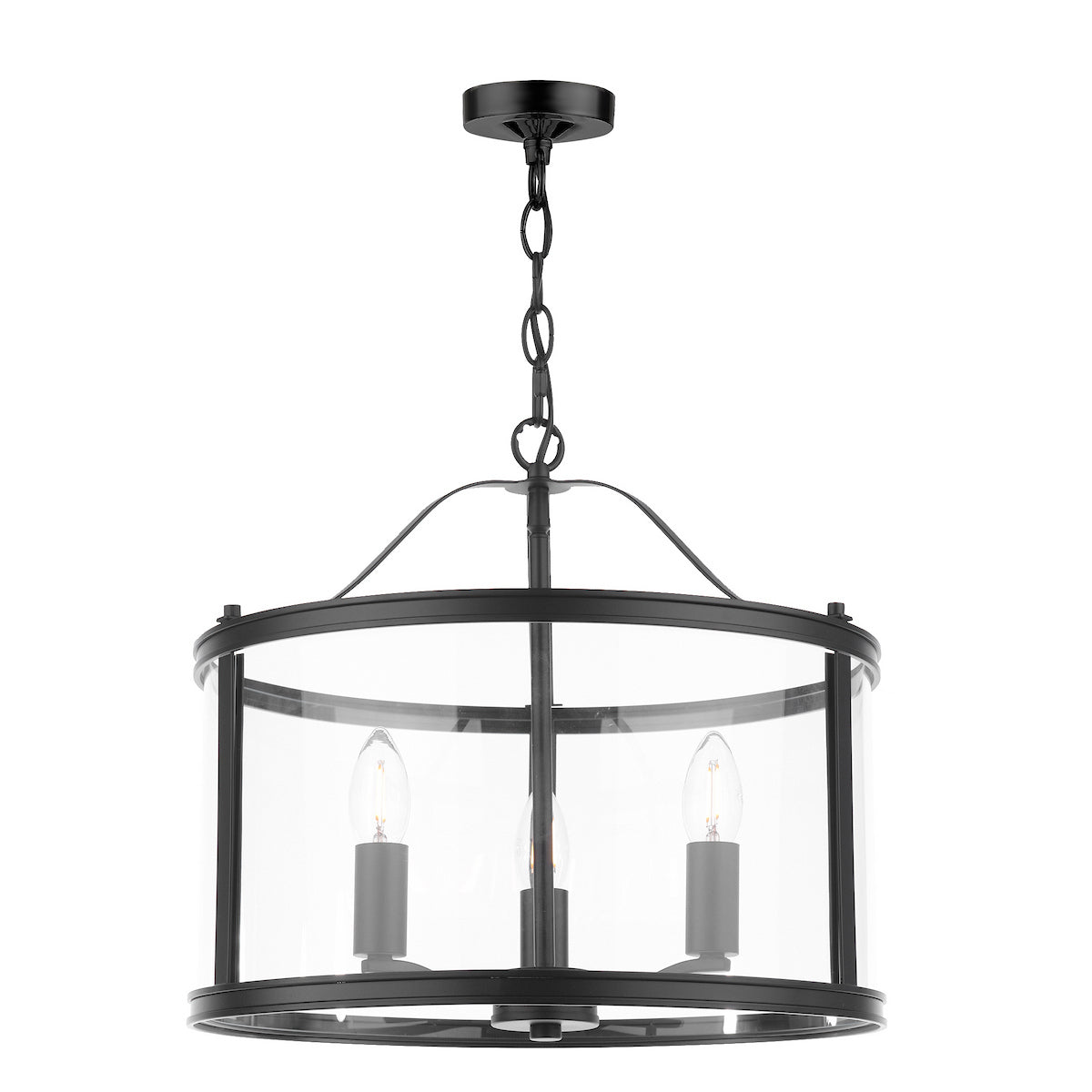 Laura Ashley Harrington 3 Light Pendant Matt Black and Glass