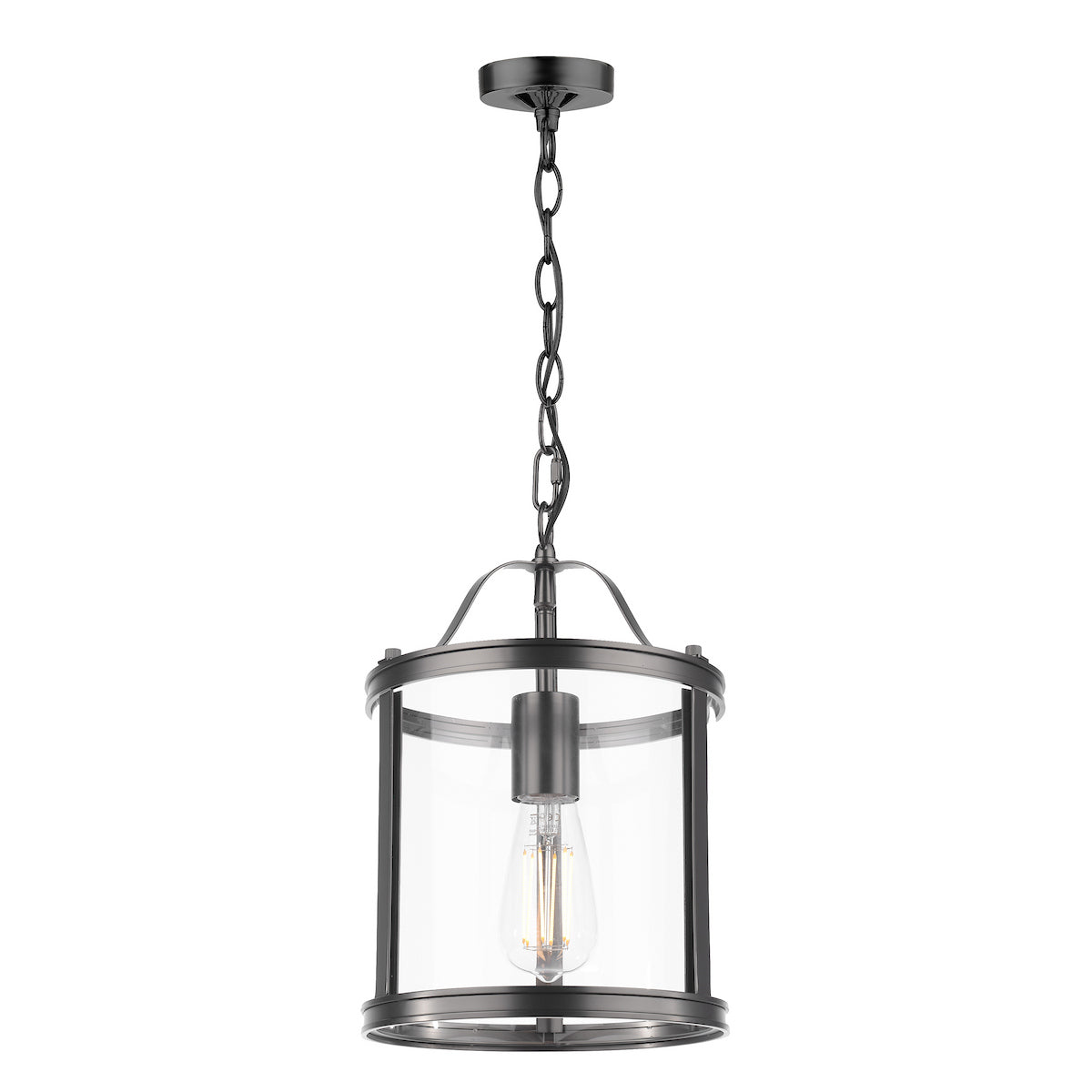 Laura Ashley Harrington Single Pendant Matt Black and Glass