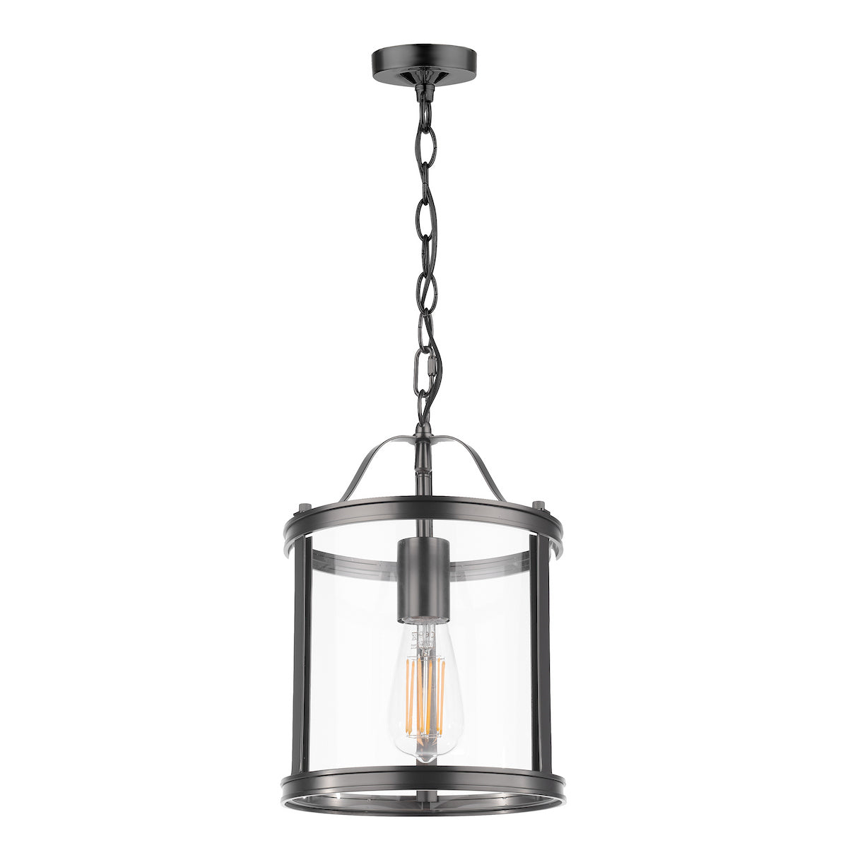 Laura Ashley Harrington Single Pendant Matt Black and Glass