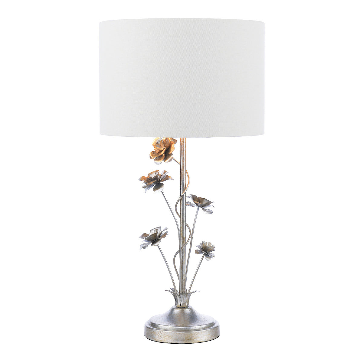 Laura Ashley Lyndale Table Lamp Distressed Silver Leaf and Cream With Shade