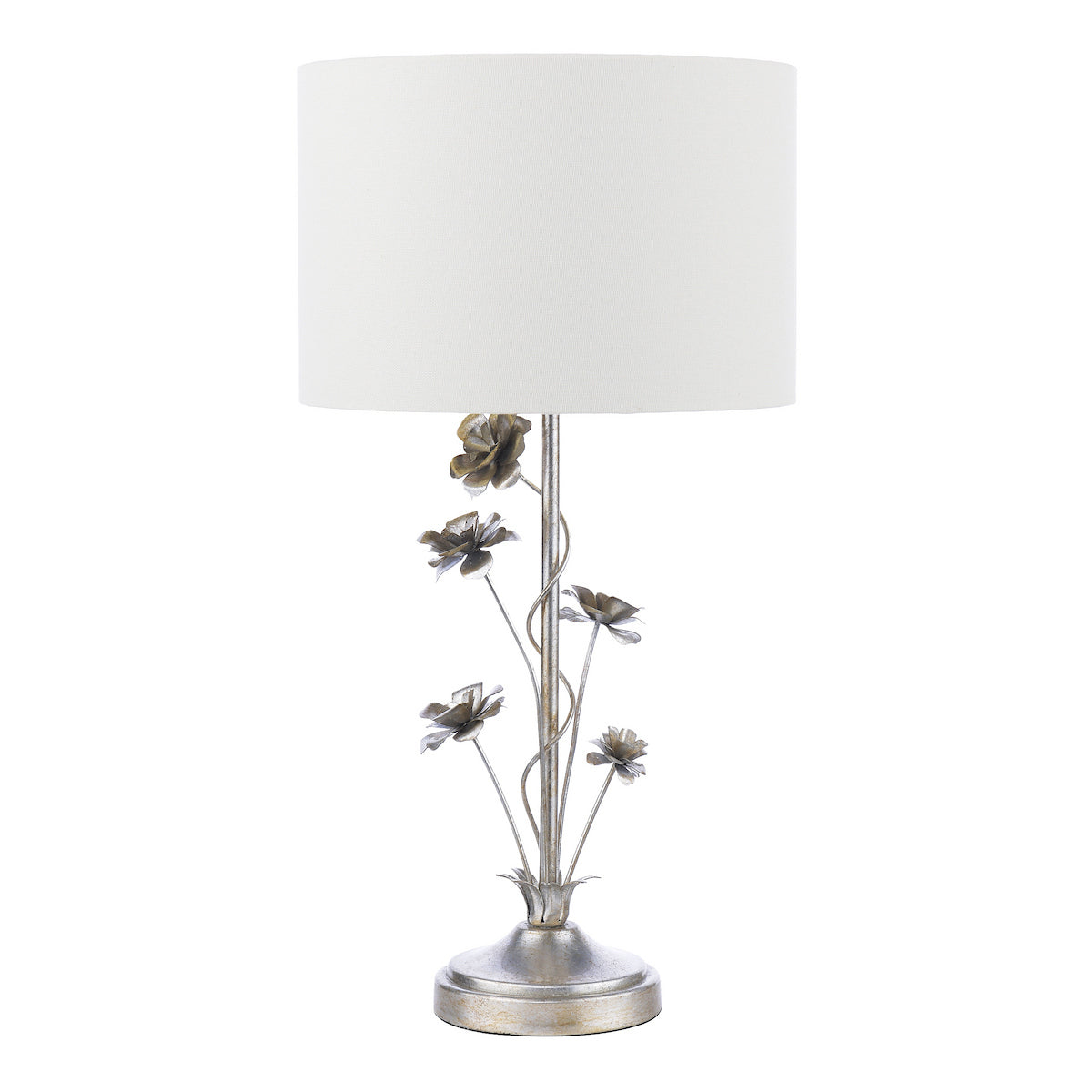 Laura Ashley Lyndale Table Lamp Distressed Silver Leaf and Cream With Shade