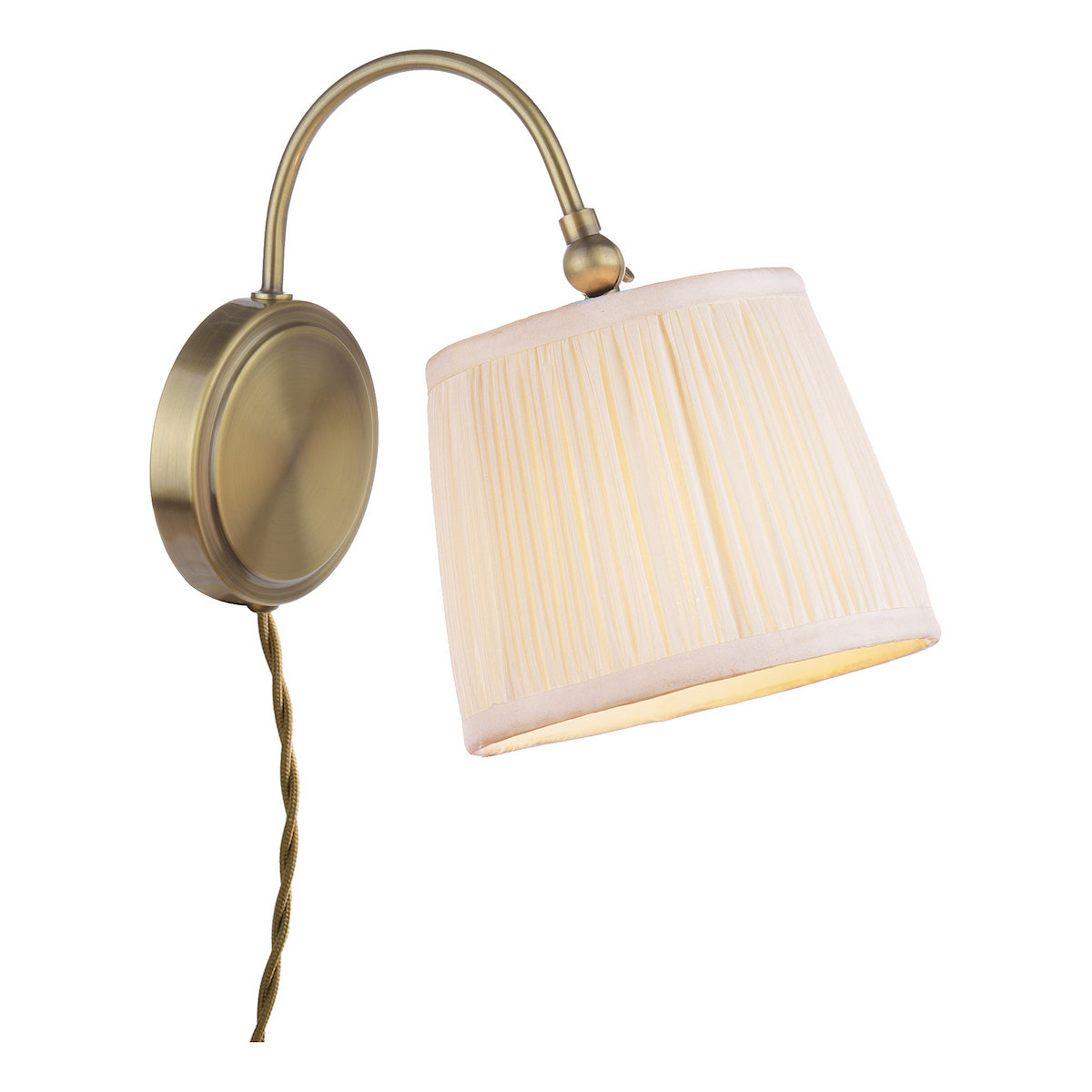 Laura Ashley Hemsley Wall Light Antique Brass and Ivory With Shade
