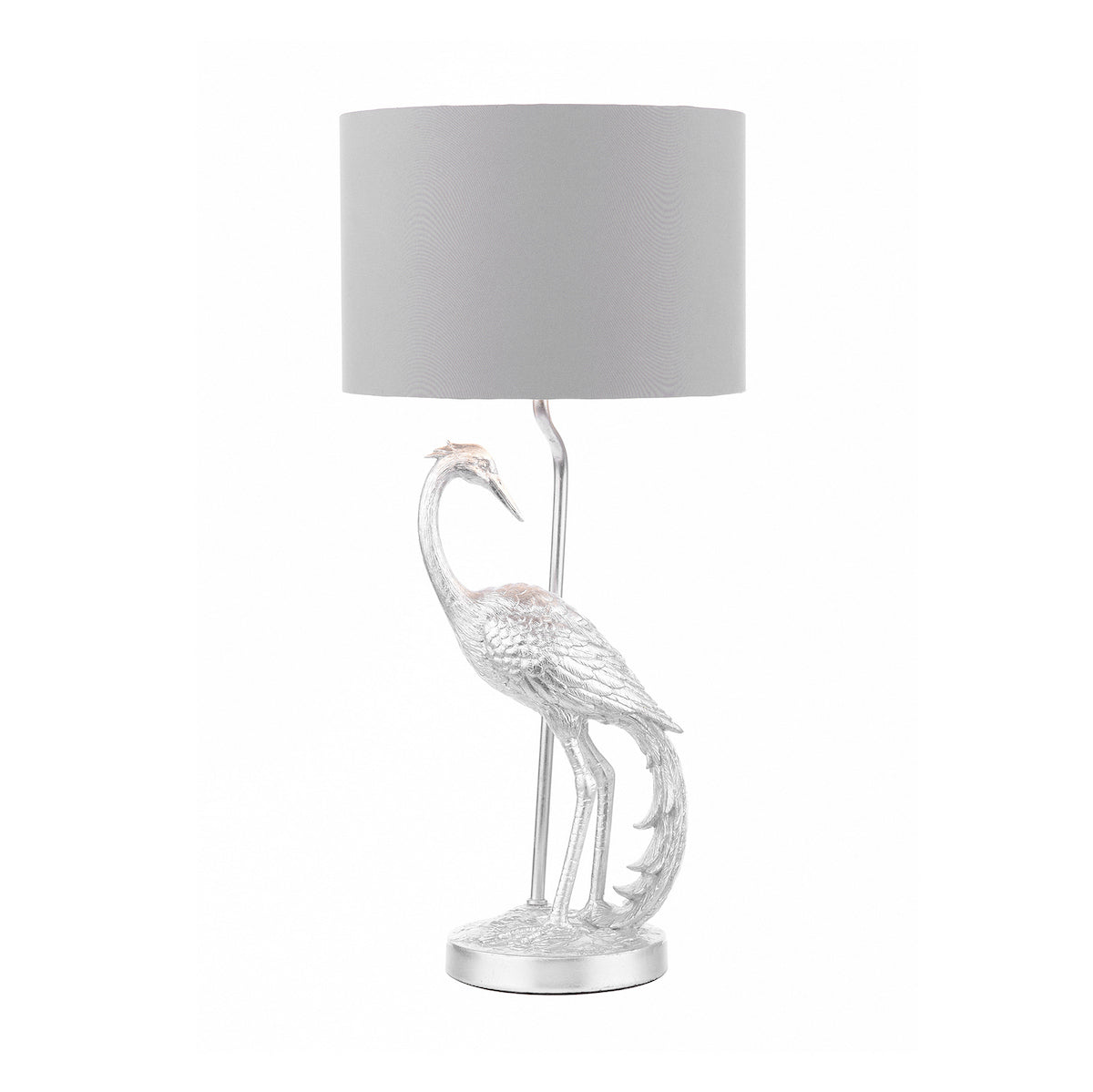 Laura Ashley Tregaron Heron Table Lamp Silver with Shade