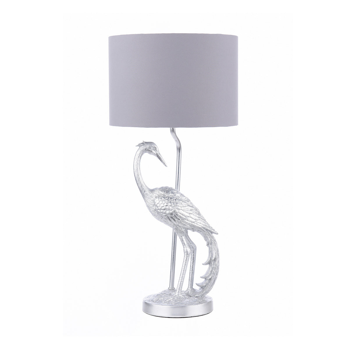 Laura Ashley Tregaron Heron Table Lamp Silver with Shade