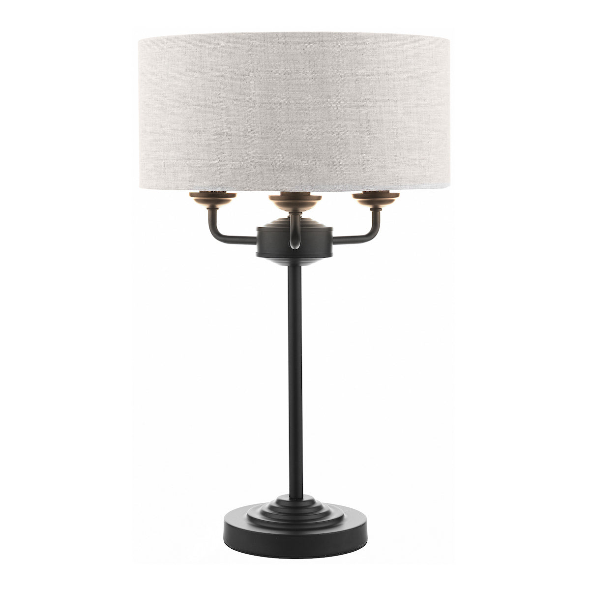 Laura Ashley Sorrento 3 Light Table Lamp Matt Black and Natural With Shade