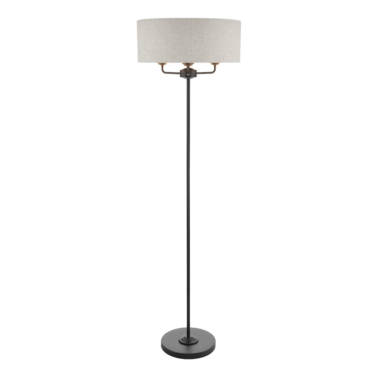 Laura Ashley Sorrento 3 Light Floor Lamp Matt Black and Natural With Shade