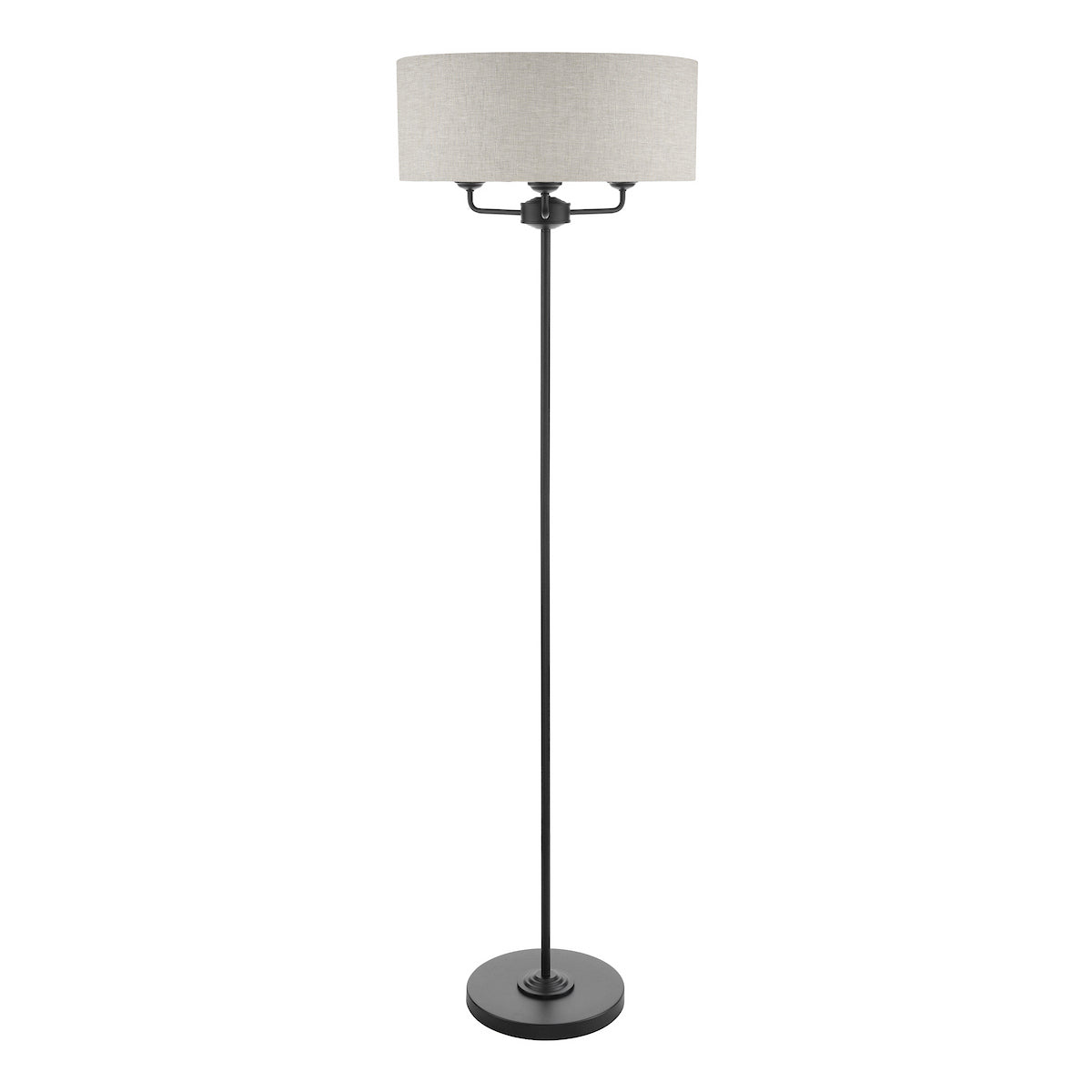 Laura Ashley Sorrento 3 Light Floor Lamp Matt Black and Natural With Shade