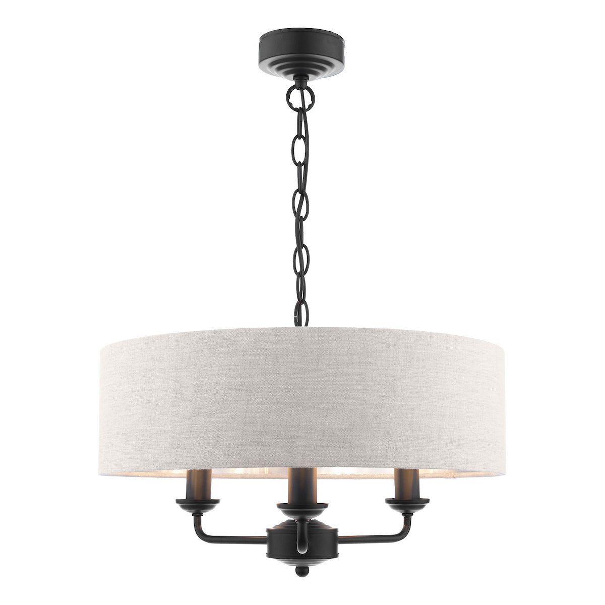 Laura Ashley Sorrento 3 Light Shadelier Matt Black and Natural With Shade