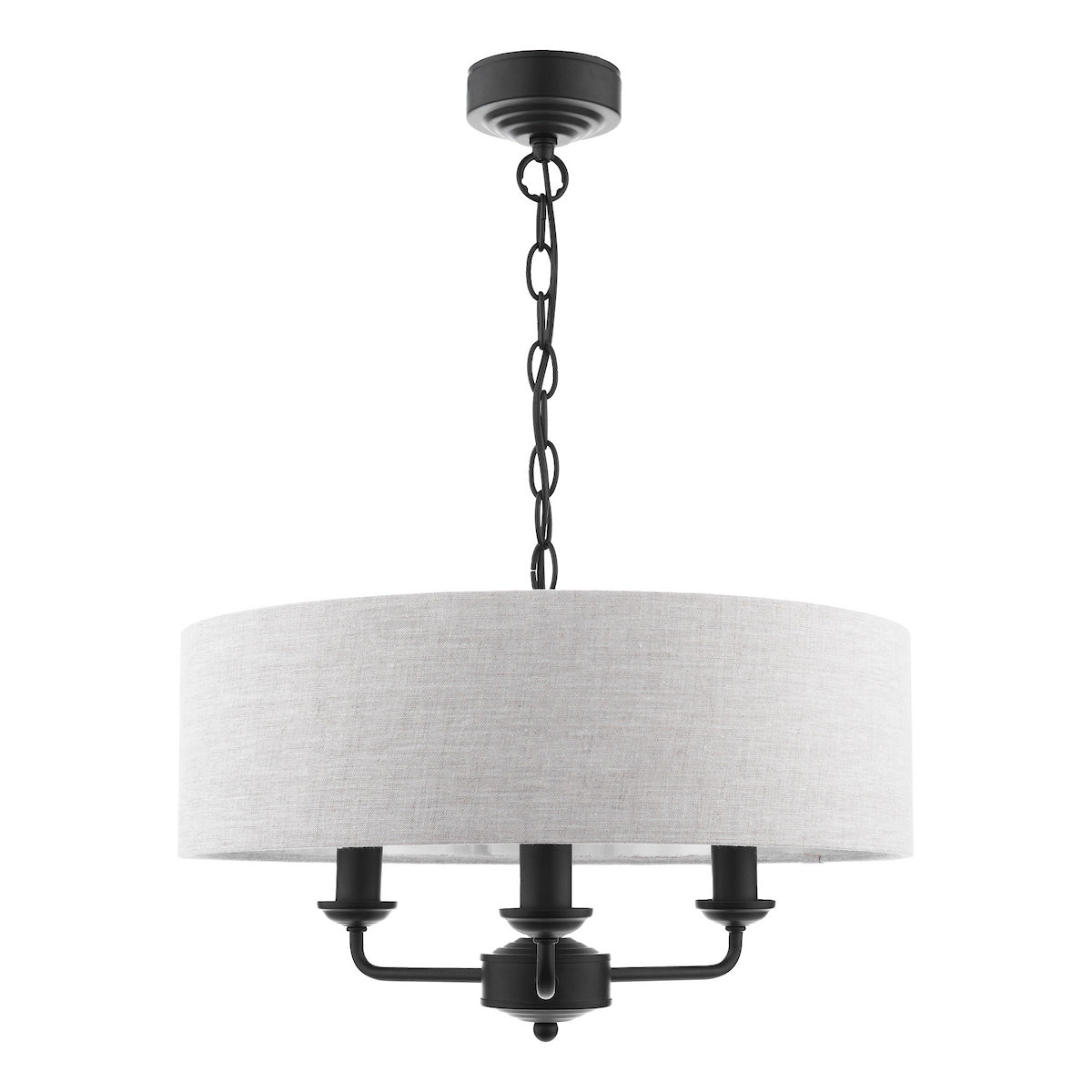 Laura Ashley Sorrento 3 Light Shadelier Matt Black and Natural With Shade