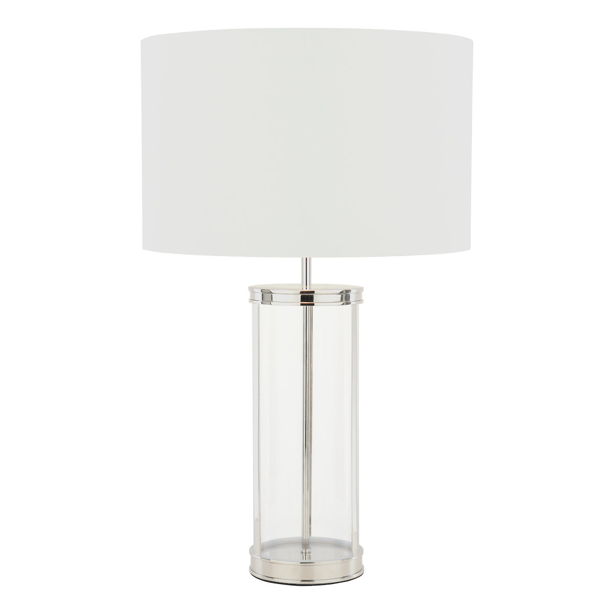 Laura Ashley Harrington Large Table Lamp Polished Nickel and Glass With Shade