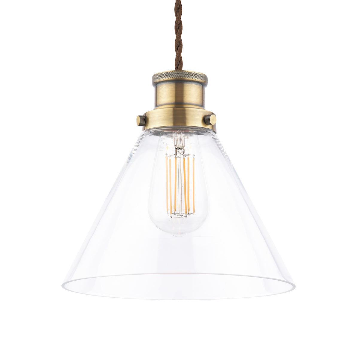 Laura Ashley Isaac Easy Fit Pendant Antique Brass and Glass
