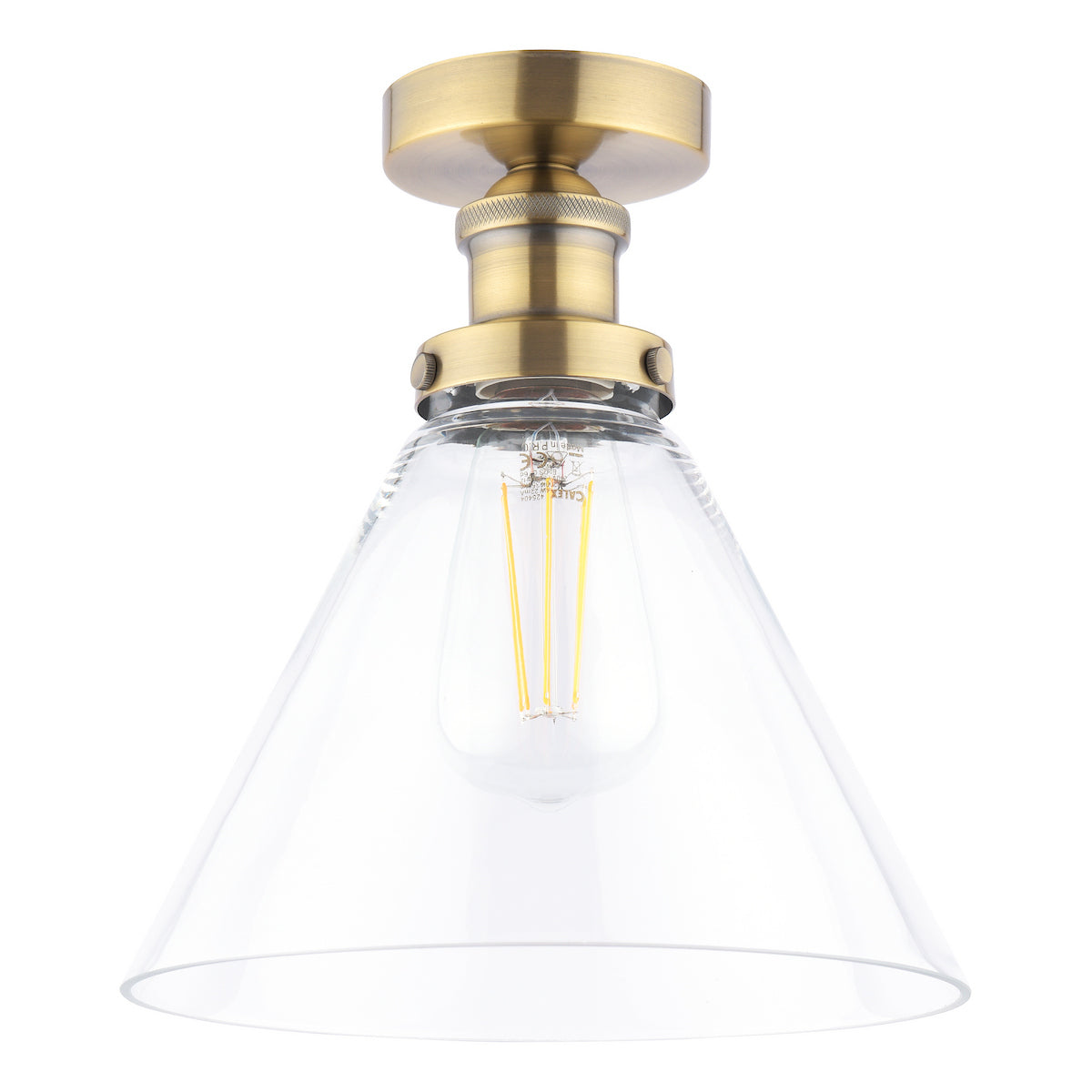 Laura Ashley Isaac Semi-Flush Antique Brass and Glass