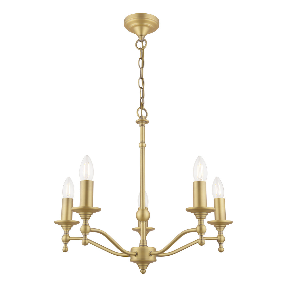 Laura Ashley Ludchurch 5 Light Armed Pendant Matt Antique Brass Fitting Only