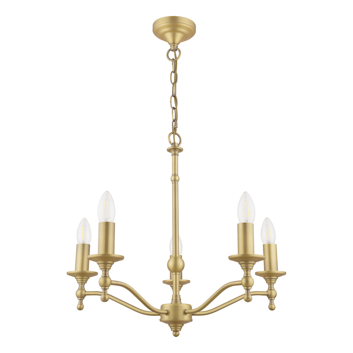 Laura Ashley Ludchurch 5 Light Armed Pendant Matt Antique Brass Fitting Only