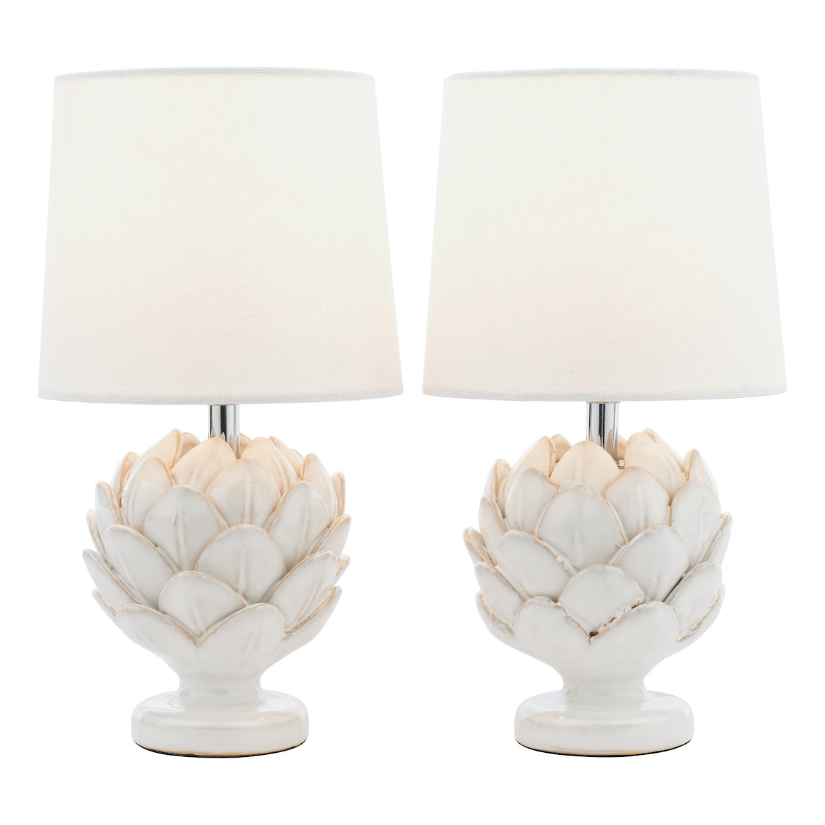 Laura Ashley Artichoke Twin Pack Table Lamp White With Shade