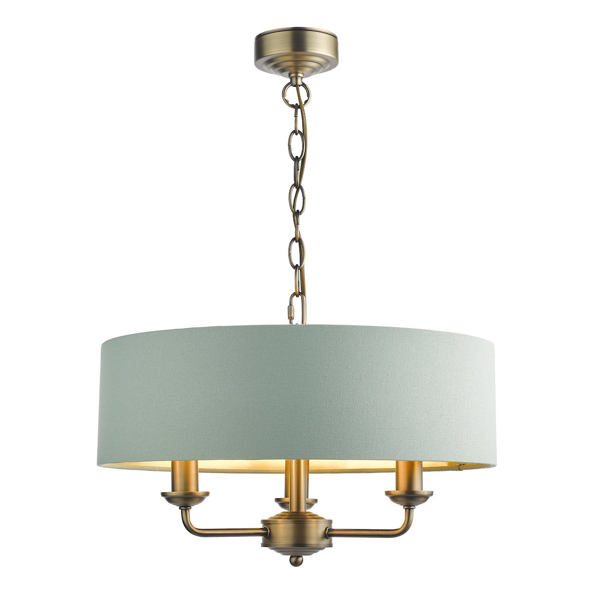 Laura Ashley Sorrento 3 Light Shadelier Matt Antique Brass and Green With Shade